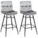 Front. Costway - Set of 2 Velvet Bar Stools Bar Height Kitchen Dining Chairs with Metal Legs - Grey.
