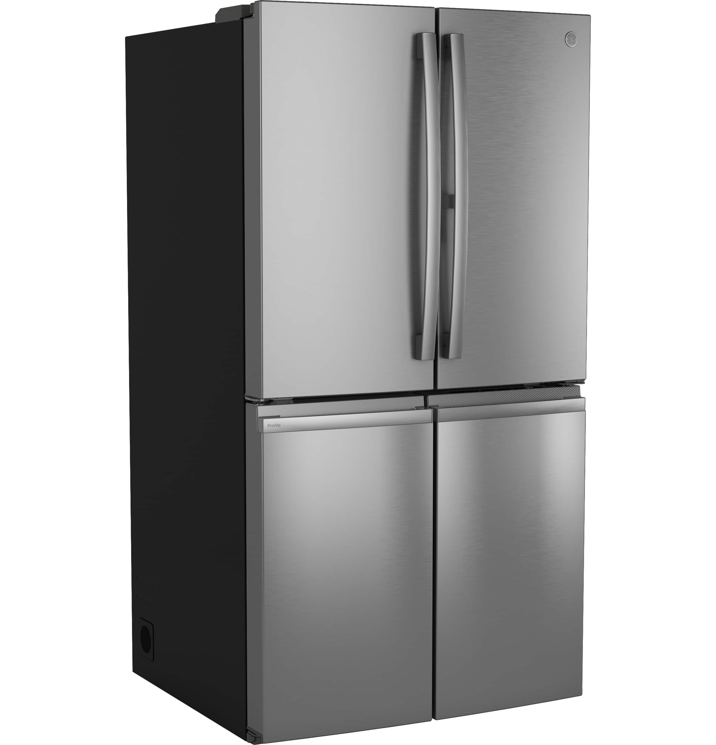 Angle. GE Profile - 28.3 Cu. Ft. 4-Door French Door Smart Refrigerator with Dual-Dispense AutoFill Pitcher - Stainless Steel.
