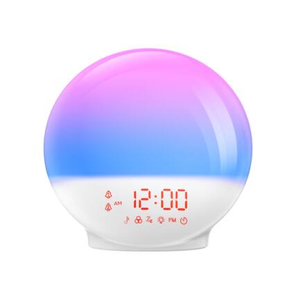 Front. Dazzed Corner - Wake Up Light Sunrise Alarm Clock - White.