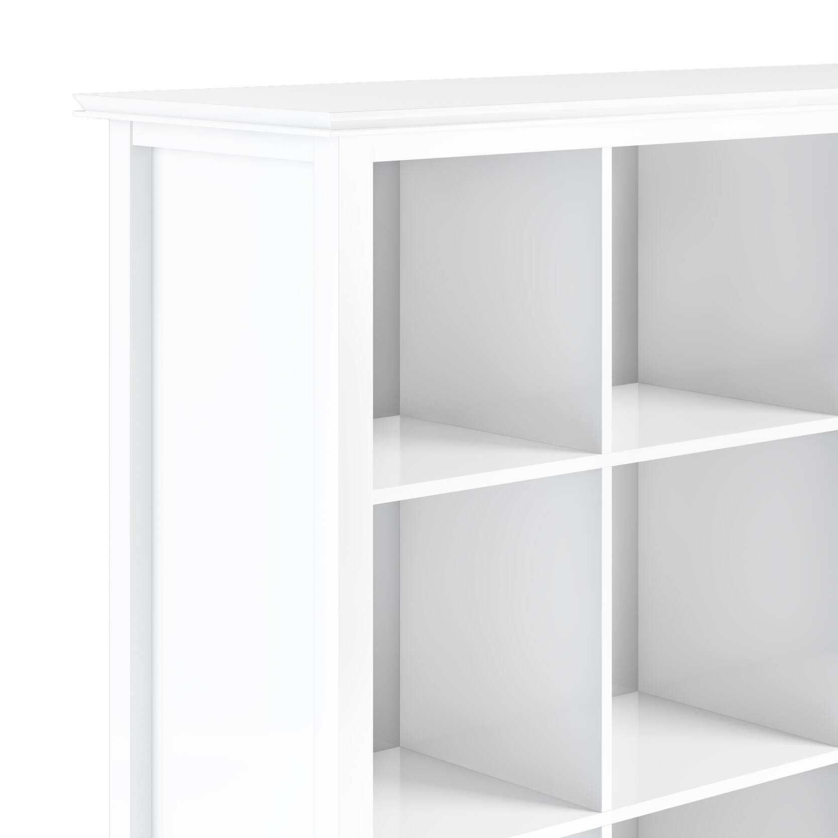Left. Simpli Home - Artisan Solid Wood 45 inch x 43 inch Contemporary 9 Cube Bookcase and Storage Unit - White.