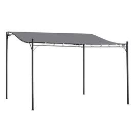 Outsunny - 10' x 12' Steel Outdoor Pergola Gazebo, Patio Canopy with Weather-Resistant Fabric and Drainage Holes - Gray