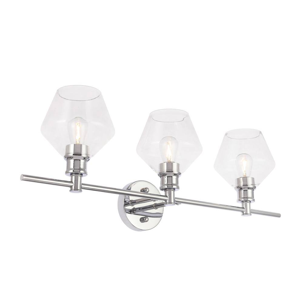 Alt View 6. Living District - Gene 3 light Chrome and Clear glass Wall sconce - Chrome And Clear Glass.