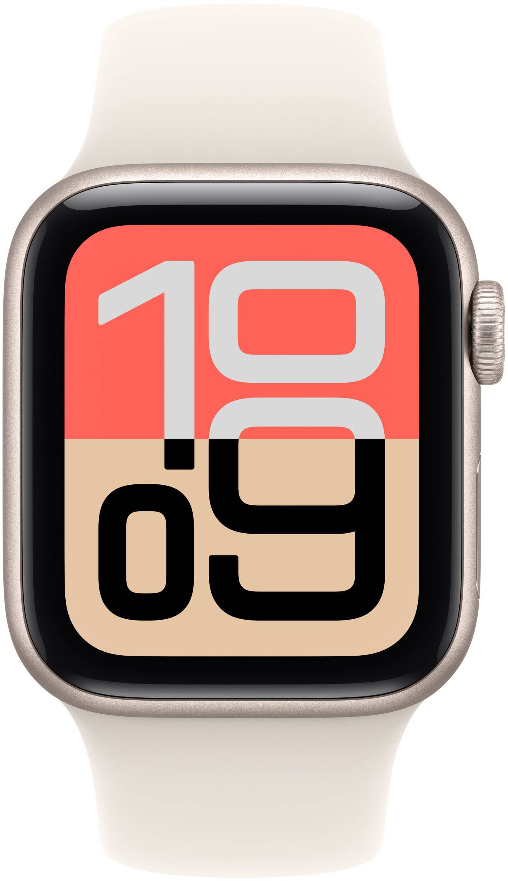 Alt View 1. Apple - Apple Watch SE 3 (GPS+Cellular) 40mm Aluminum Case with Starlight Sport Band - M/L - Starlight.