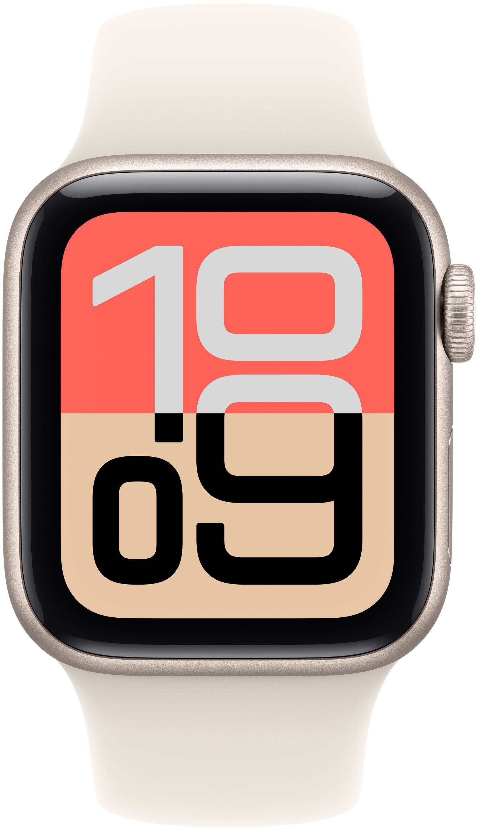 Alt View 1. Apple - Apple Watch SE 3 (GPS+Cellular) 40mm Aluminum Case with Starlight Sport Band - M/L - Starlight.