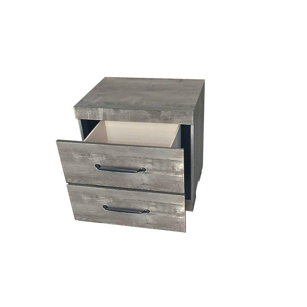 Alt View 2. Best Quality Furniture - Modern 2-Drawer Nightstand In Antique Gray Color - Gray.