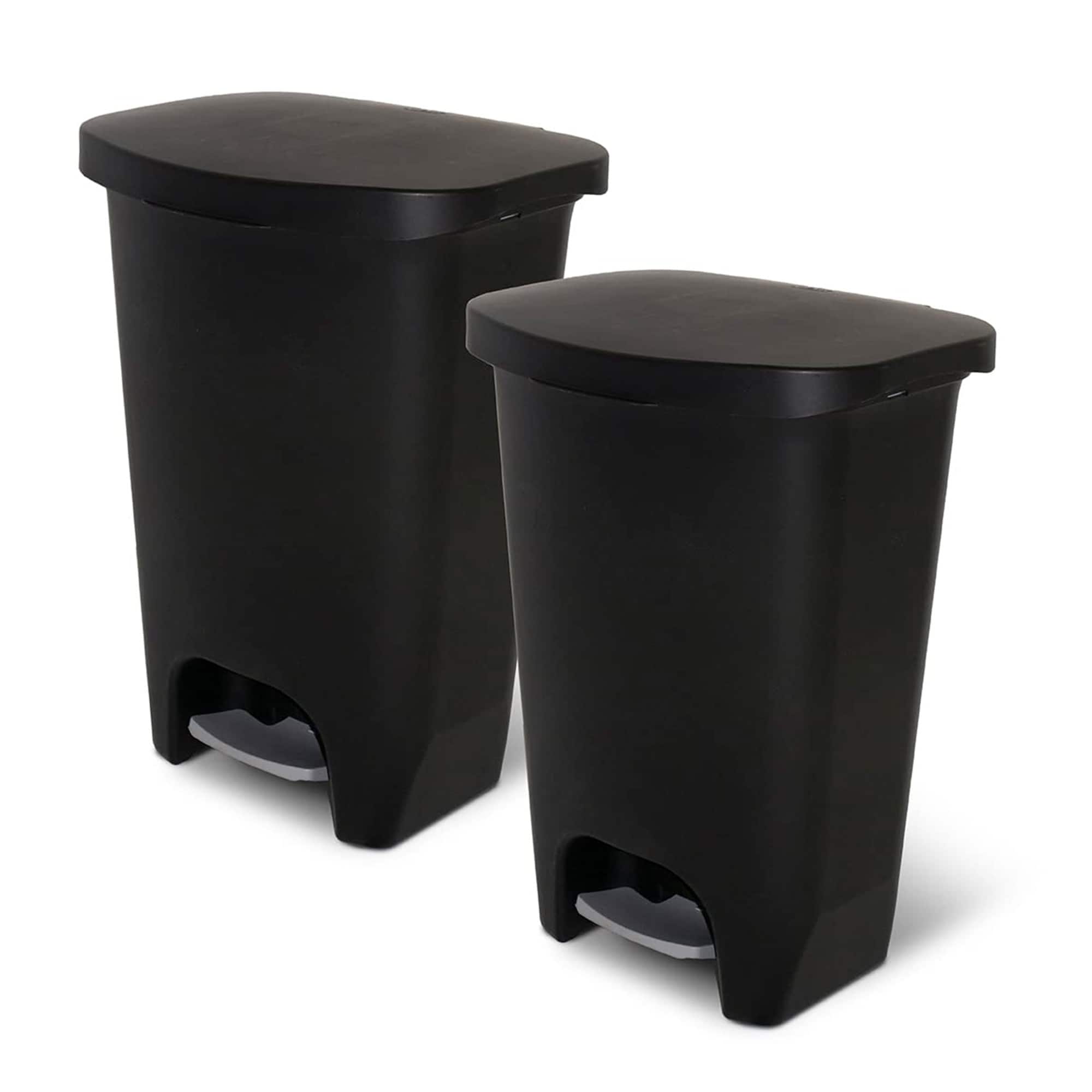 Glad - 13 Gal Trash Can with Step Pedal and Odor Protection, Pack of 2 - Black