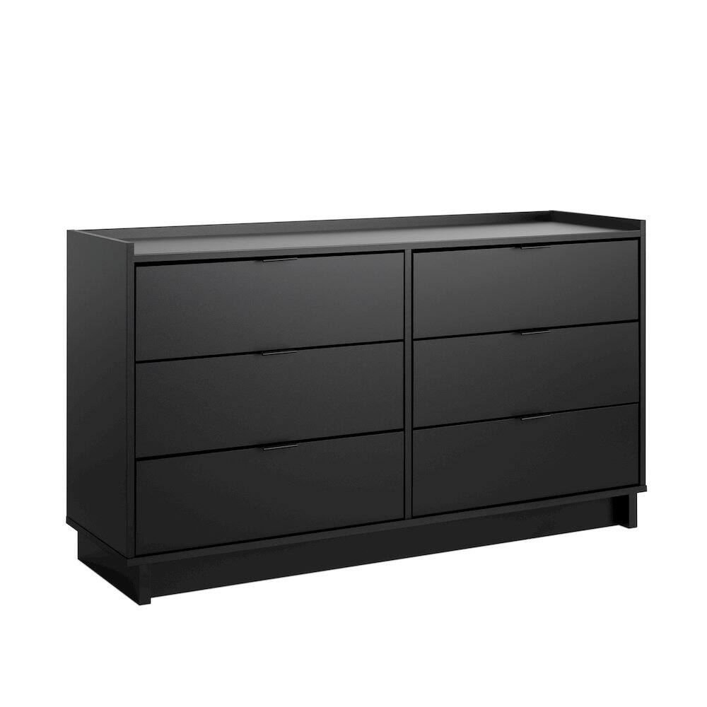 Angle. Prepac - Simply Modern Black 6 Drawer 52.5" W Dresser - Black.