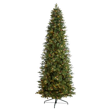 Front. BreeBe - 10’ Fraser Fir Xmas Tree w/780 Clear Lights & 2327 Tips - Green.