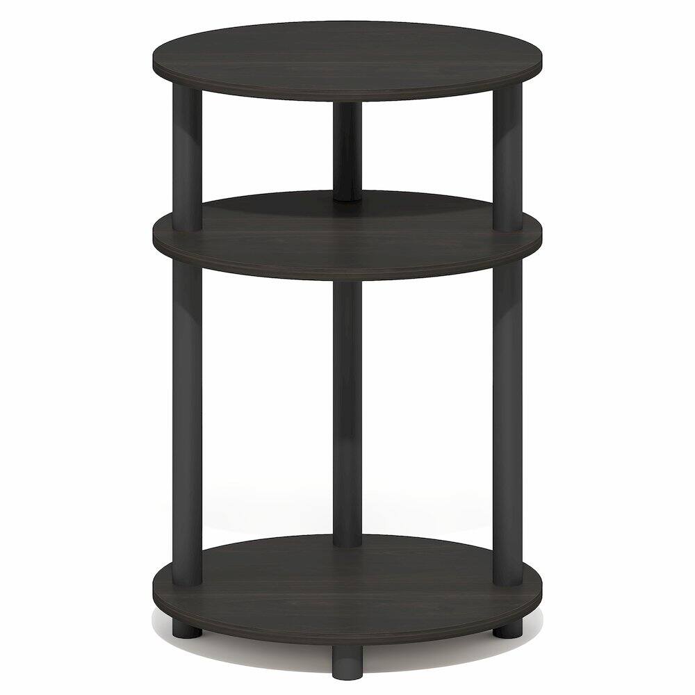 Left. Furinno - TURN-N-TUBE 3-Tier Oval Night Stand, Toolless Assembly Narrow Nightstand, Modern Compact Side Table, End Table - Espresso/Black.