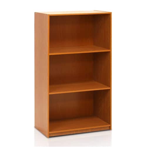 Hivvago - Modern 3-Shelf Bookcase - Light Cherry Wood Finish