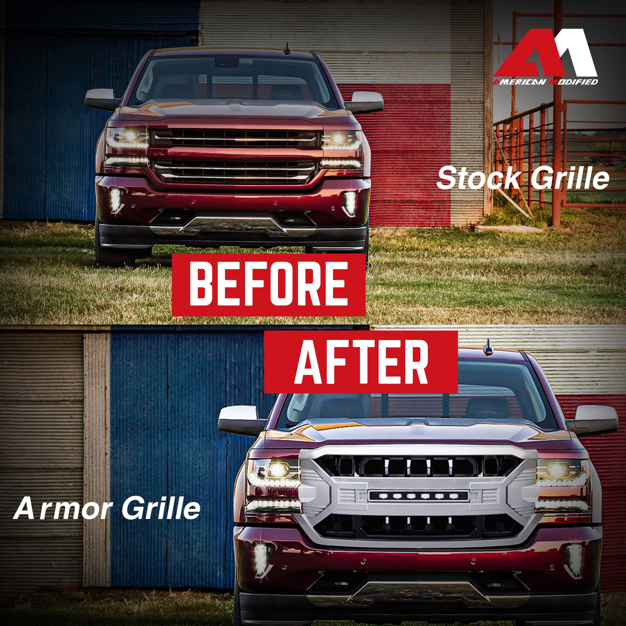 1. MERILEN MODIFIED
2. Stock Grille
3. BEFORE
4. AFTER
5. Armor Grille
6. AMERICAN MODIFIED