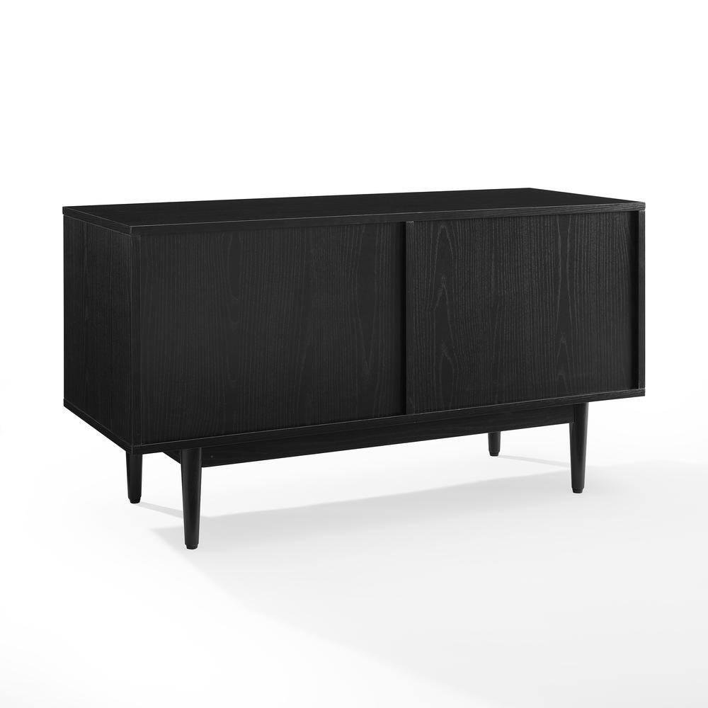 Left. Crosley Furniture - Liam Medium Record Player Stand With Vinyl Storage - Black.