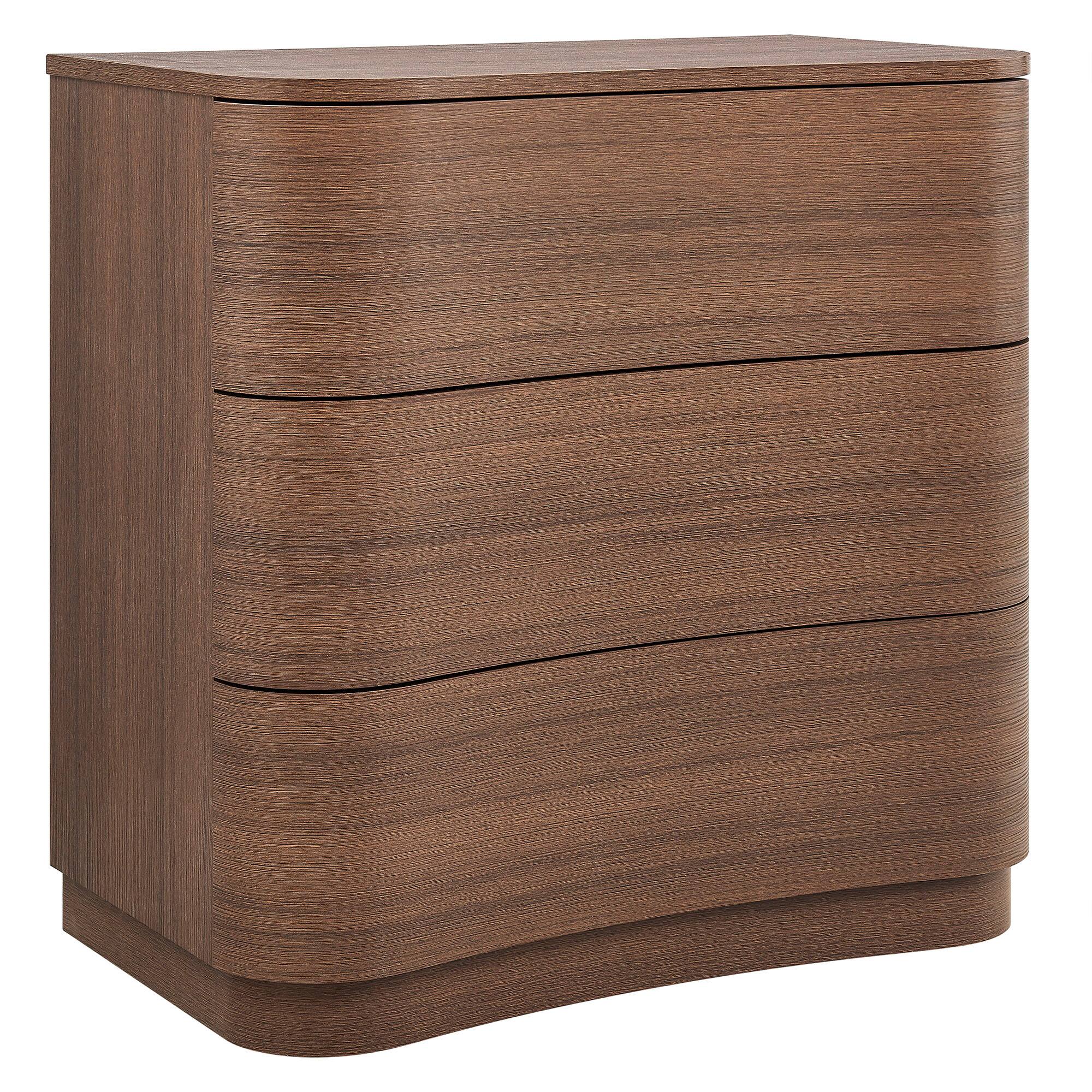 Angle. Modway - Mirae 3-Drawer Curved Compact Dresser by Modway - Brushed Brown Oak.