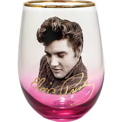 Front. Spoontiques - Spoontiques Elvis Presley Stemless Wine Glass 20 ounce - Purple.