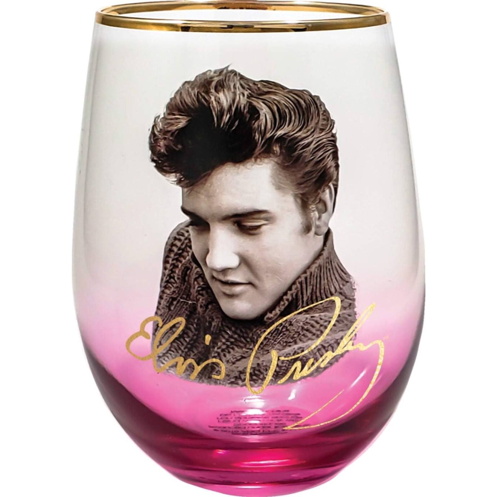 Front. Spoontiques - Spoontiques Elvis Presley Stemless Wine Glass 20 ounce - Purple.