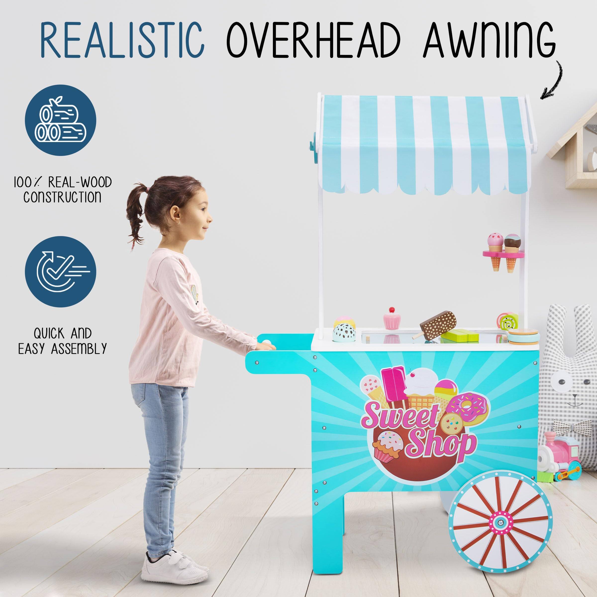REALISTIC OVERHEAD AWNING, 100% REAL-WOOD CONSTRUCTION, QUICK AND EASY ASSEMBLY, Sweet Shop