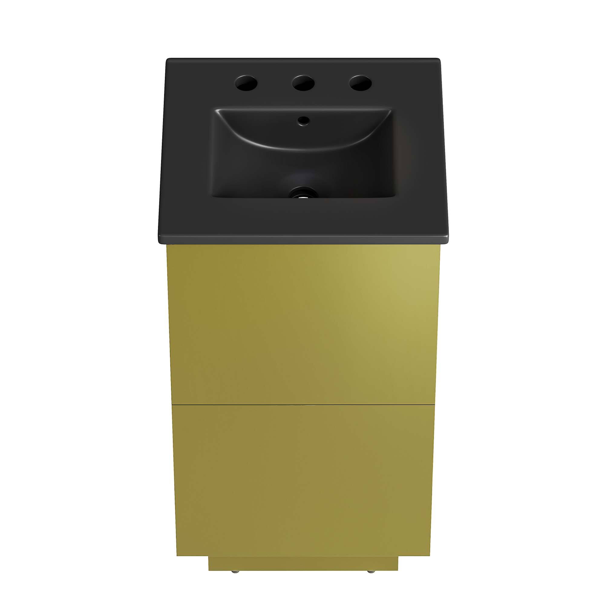 Alt View 5. Modway - Quantum Bathroom Vanity Basin Included by Modway - Black Gold.