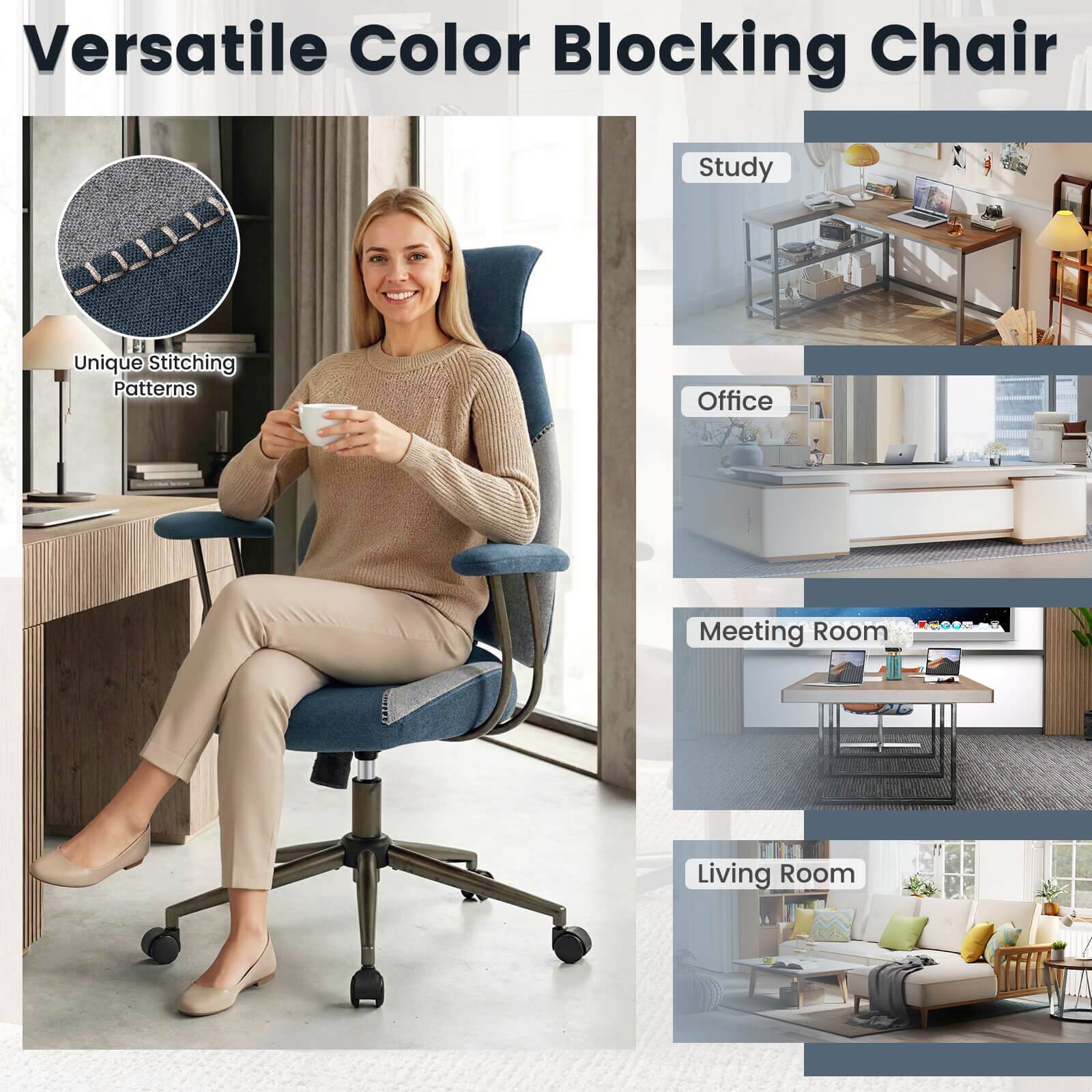 Versatile Color Blocking Chair

Unique Stitching Patterns

Study

Office

Meeting Room

Living Room
