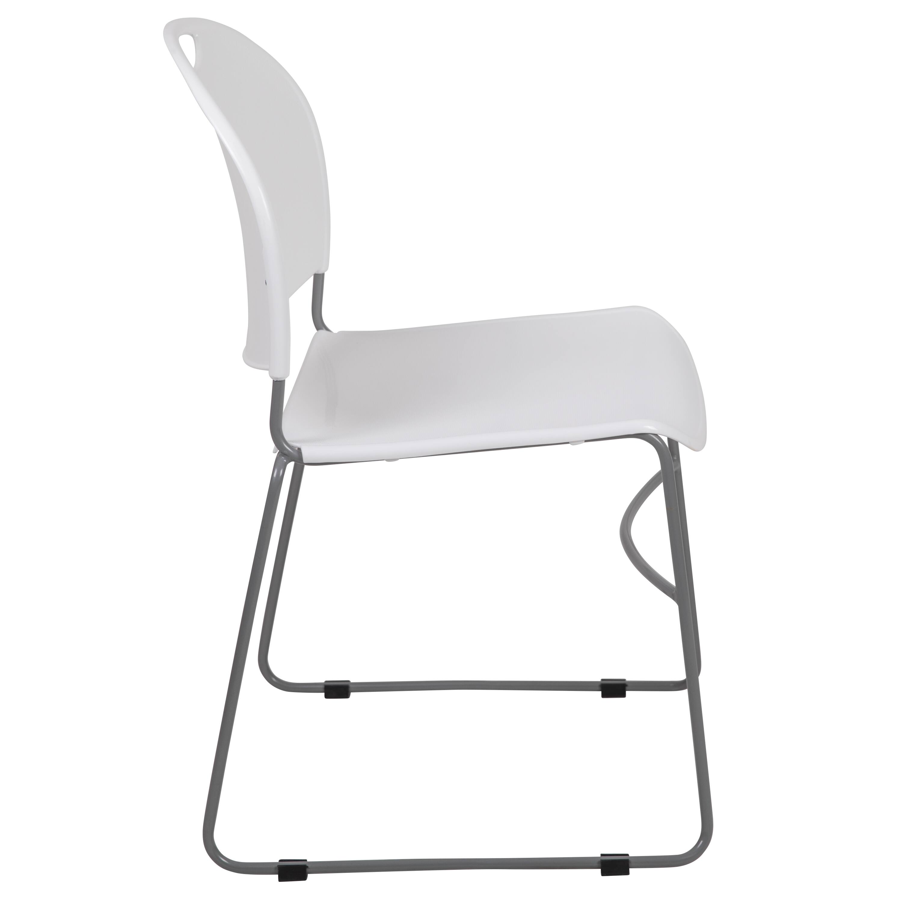 Alt View 6. Emma + Oliver - Ultra-Compact School Stack Chair - Office Guest Chair/Student Chair - White Plastic/Silver Frame.