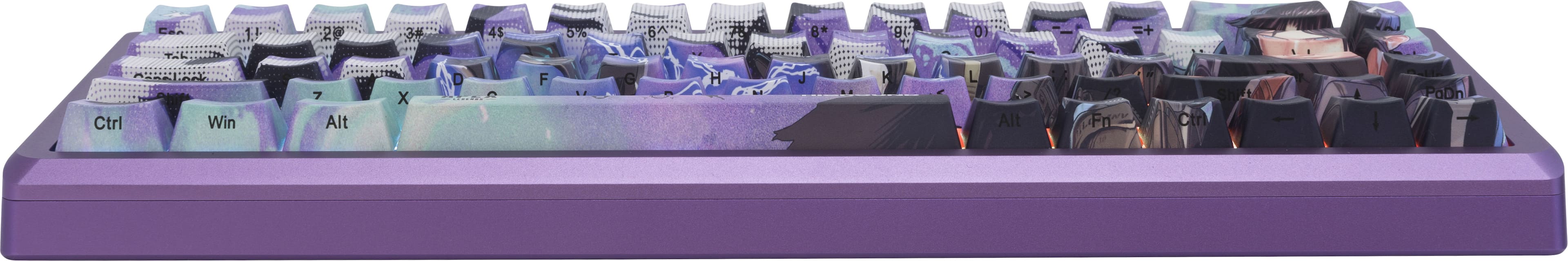 The text on the image is a list of keyboard keys, including letters, numbers, and function keys. Here is the corrected list:
1.1 2F 34 4$ 5% 6A 4o 8* 1B 0 RRAL Ctrl Win Alt X D F G H 1 L Alt Fn Ctrl PoOn