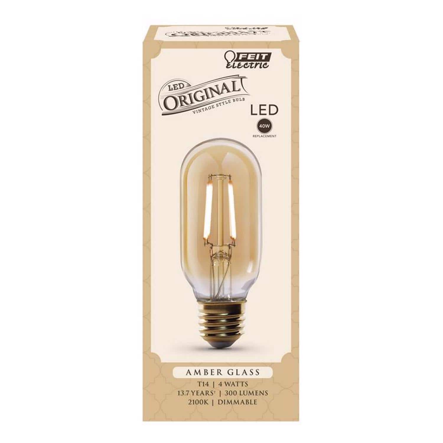 FEIT ELECTRIC - Feit T14 E26 (Medium) LED Bulb Amber Soft White 40 Watt Equivalence 1 pk price history on PriceWatchPro