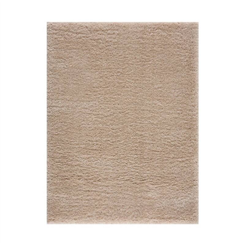 Front. HTUTWOO - Polyester Shag Area Rug - Cream 5x7, Machine Woven Plush Rug, High Pile 0.75", Soft Pile for High-Traffic Areas - Cream.
