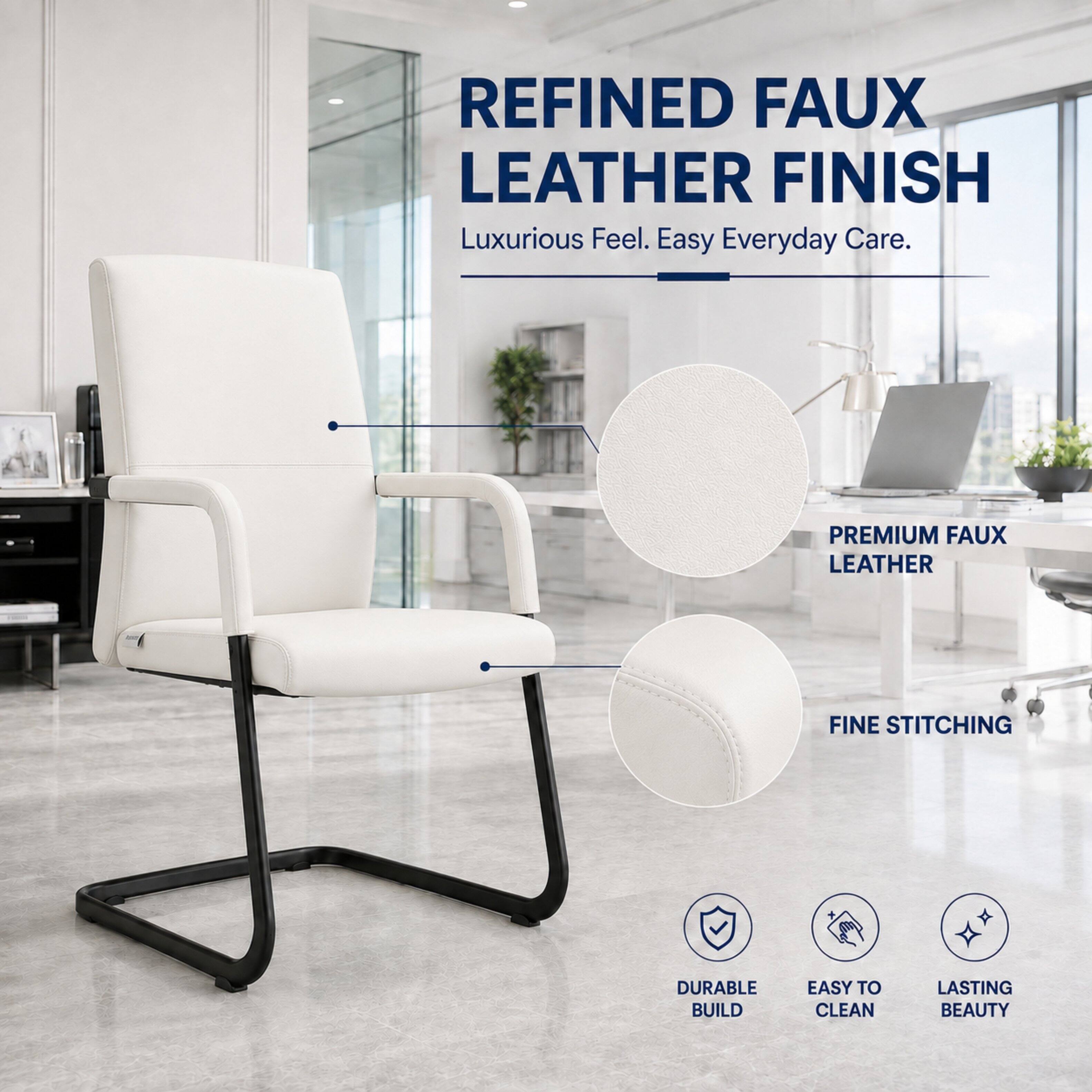 REFINED FAUX LEATHER FINISH  
Luxurious Feel. Easy Everyday Care.

PREMIUM FAUX LEATHER  
FINE STITCHING  
DURABLE BUILD  
EASY TO CLEAN  
LASTING BEAUTY