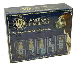 Hasbro - American Kennel Club Dominoes - 28 Super Sized Dominoes - Beagle, Golden Retriever, Pug, Old English Sheepdog, Dalmation - Multi