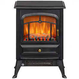 Resenkos - Fireplace Stove, Electric Fireplace Heater with Realistic LED Flames and Logs - Black