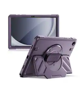 Dexnor - Rugged Case for Samsung Galaxy Tab A9+ Plus/A11+ Plus with 360° Rotating Hand Strap, Screen Protector Shockproof - Phantom Purple