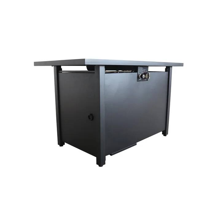 Back. Mondawe - 25" H x 42" W Steel Outdoor Fire Pit Table with Cover - Black.