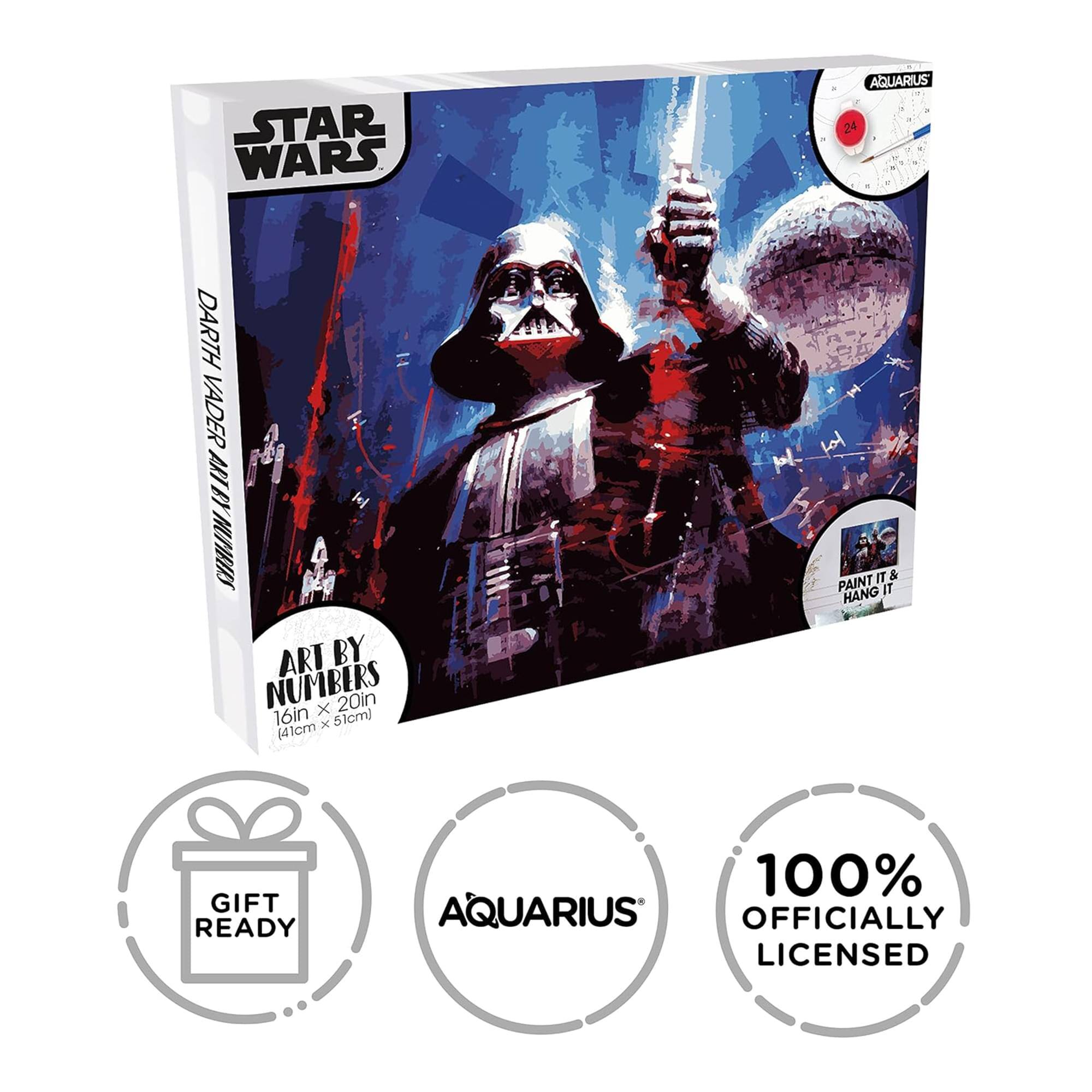 STAR WARS AQUARIUS 24 DARTH VADER ART AI MUTIRIAS ART BY NUMBERS (20in x 16in x 51cm) (41cm) PAINT IT & HANG IT GIFT READY 100% AQUARIUS OFFICIALLY LICENSED