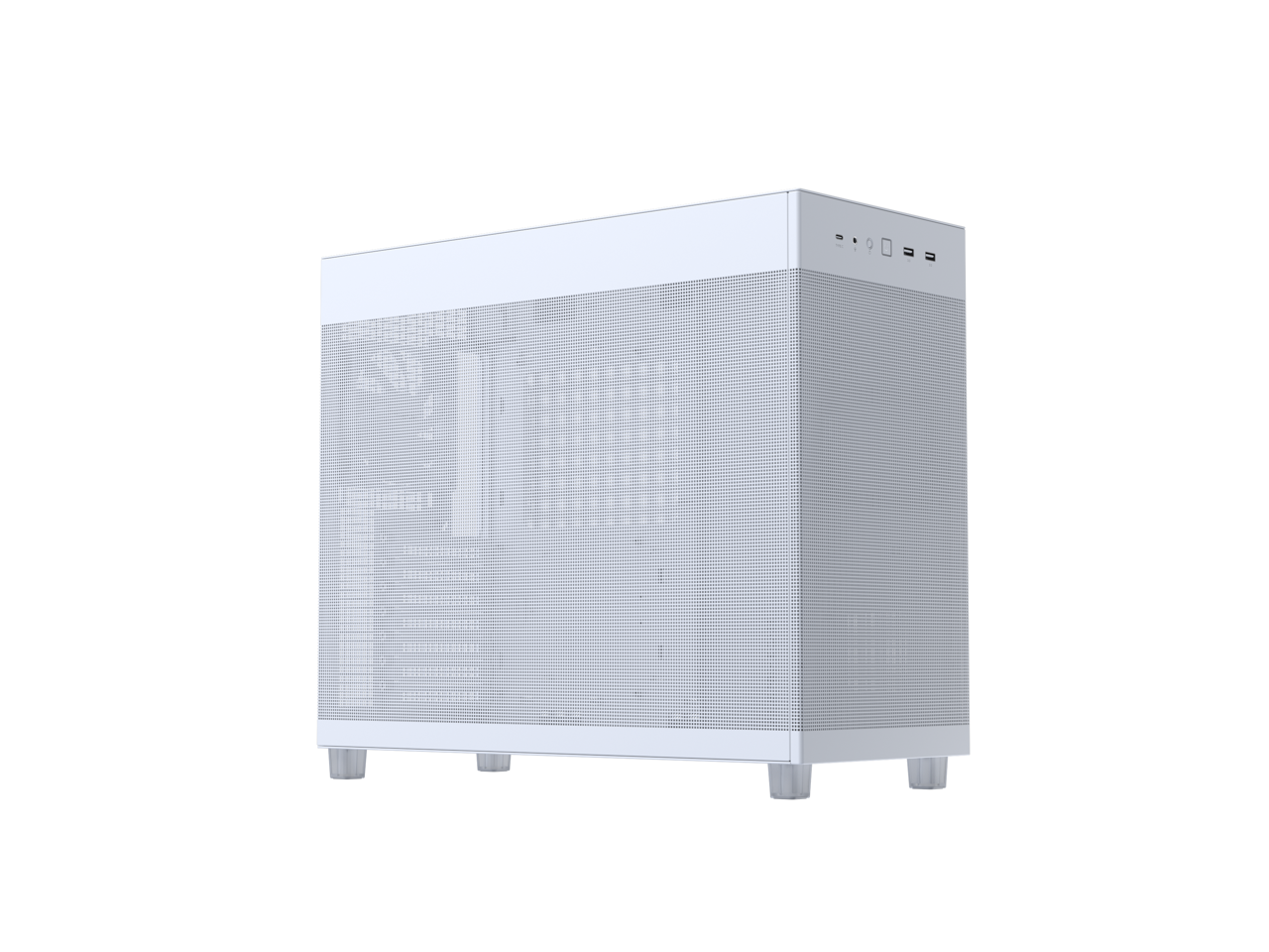 Alt View 2. ASUS - ASUS Prime AP303 White Mesh-Panel ATX Case, GPU Bracket, 360mm Radiator, 180mm PSU, USB-C - White.