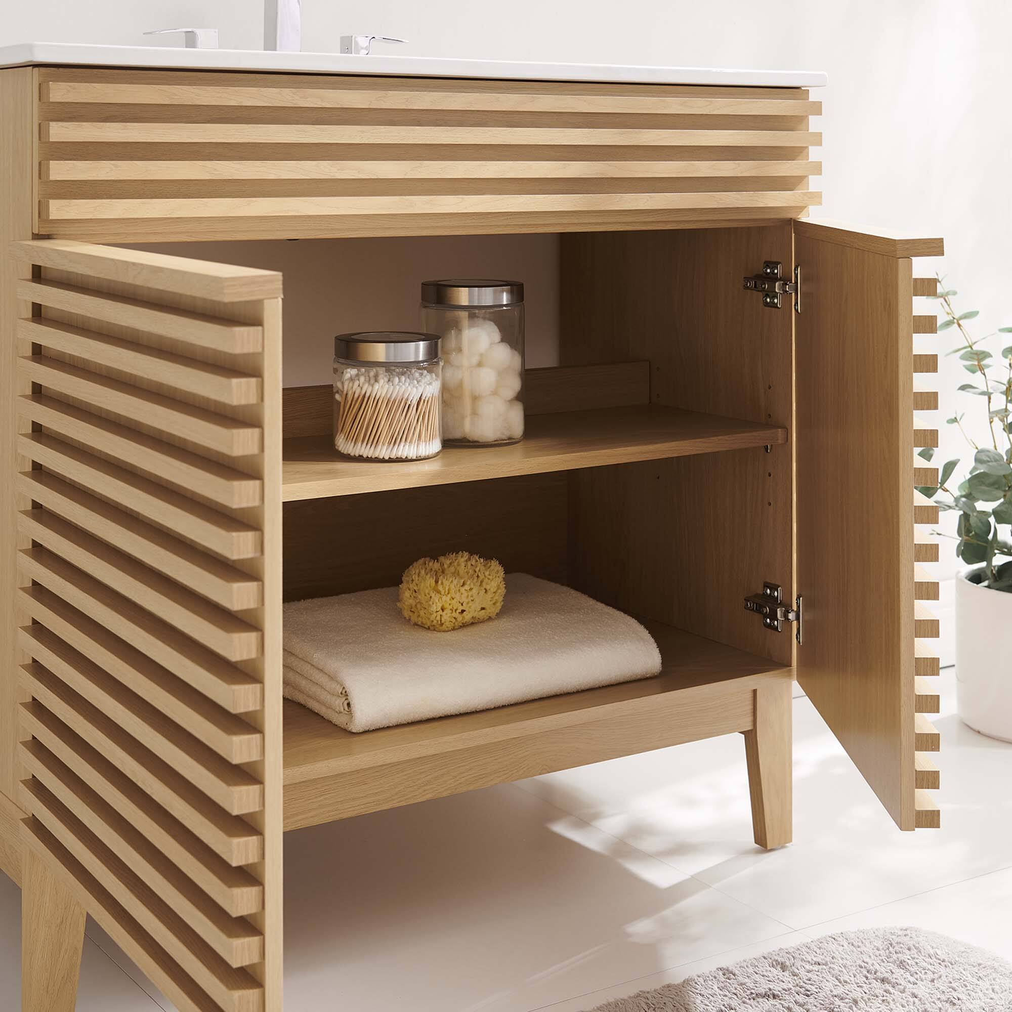 Back. Modway - Render 30" and 36" Bathroom Vanities with White Basin Included - Oak White.