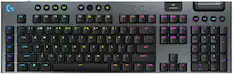 The image shows a keyboard with a variety of keys, including the number keys, function keys, and other special keys. The keys are arranged in rows, with the number keys occupying the bottom row, the function keys in the middle row, and other special keys such as the arrow keys, control keys, and the caps lock key in the top row. The keyboard also has a dedicated key for the battery and a lightspeed key, which may be used for gaming or other specific tasks. The overall layout of the keyboard is designed to provide easy access to all the keys, making it convenient for users to type and navigate through various functions.
