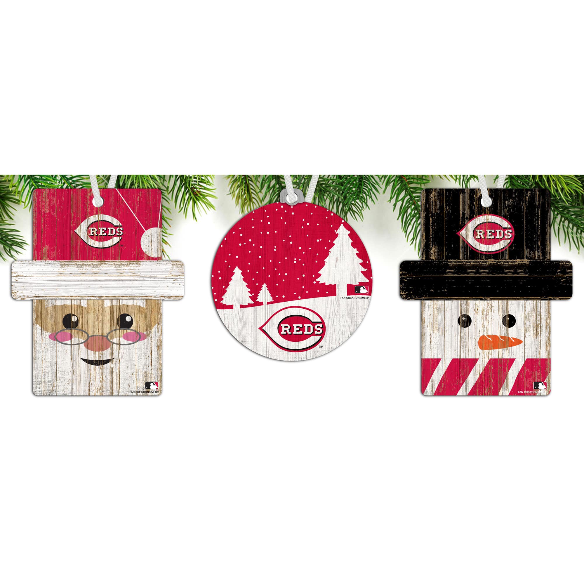 Fan Creations - Cincinnati Reds 3-Pack Ornament Set - Multicolor