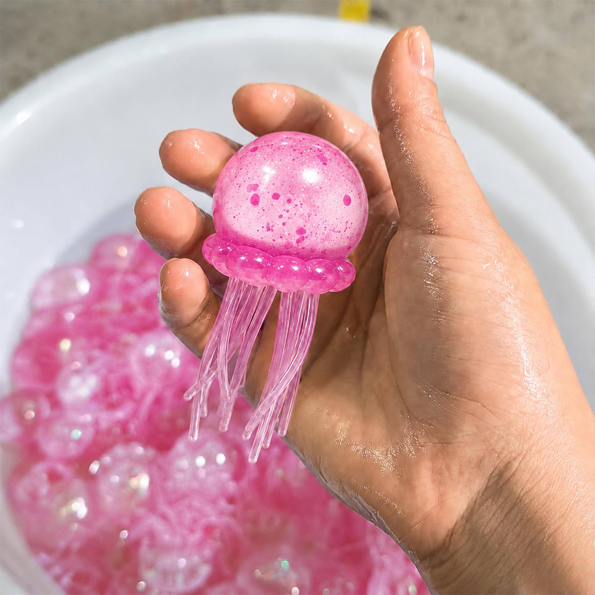 Alt View 3. Puka Creations - Squishy Jellyfish 3.5-Inch Stress Reliever | Pink - Pink.
