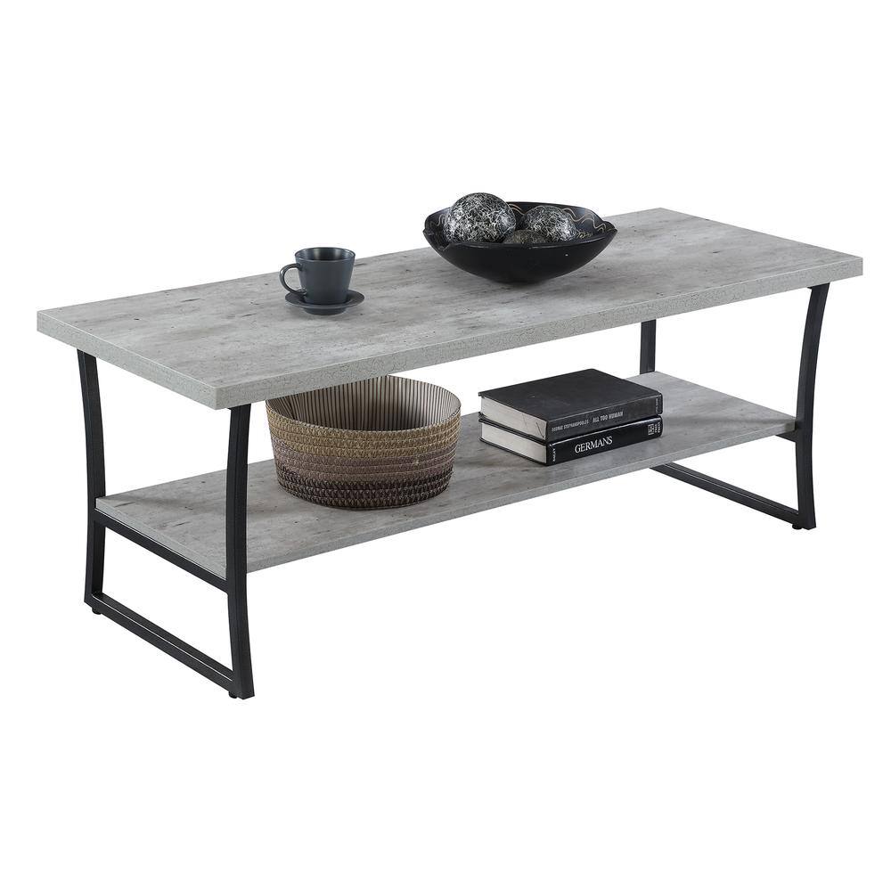 Left. Convenience Concepts - X-Calibur Coffee Table - Faux Birch/Slate Gray Frame.