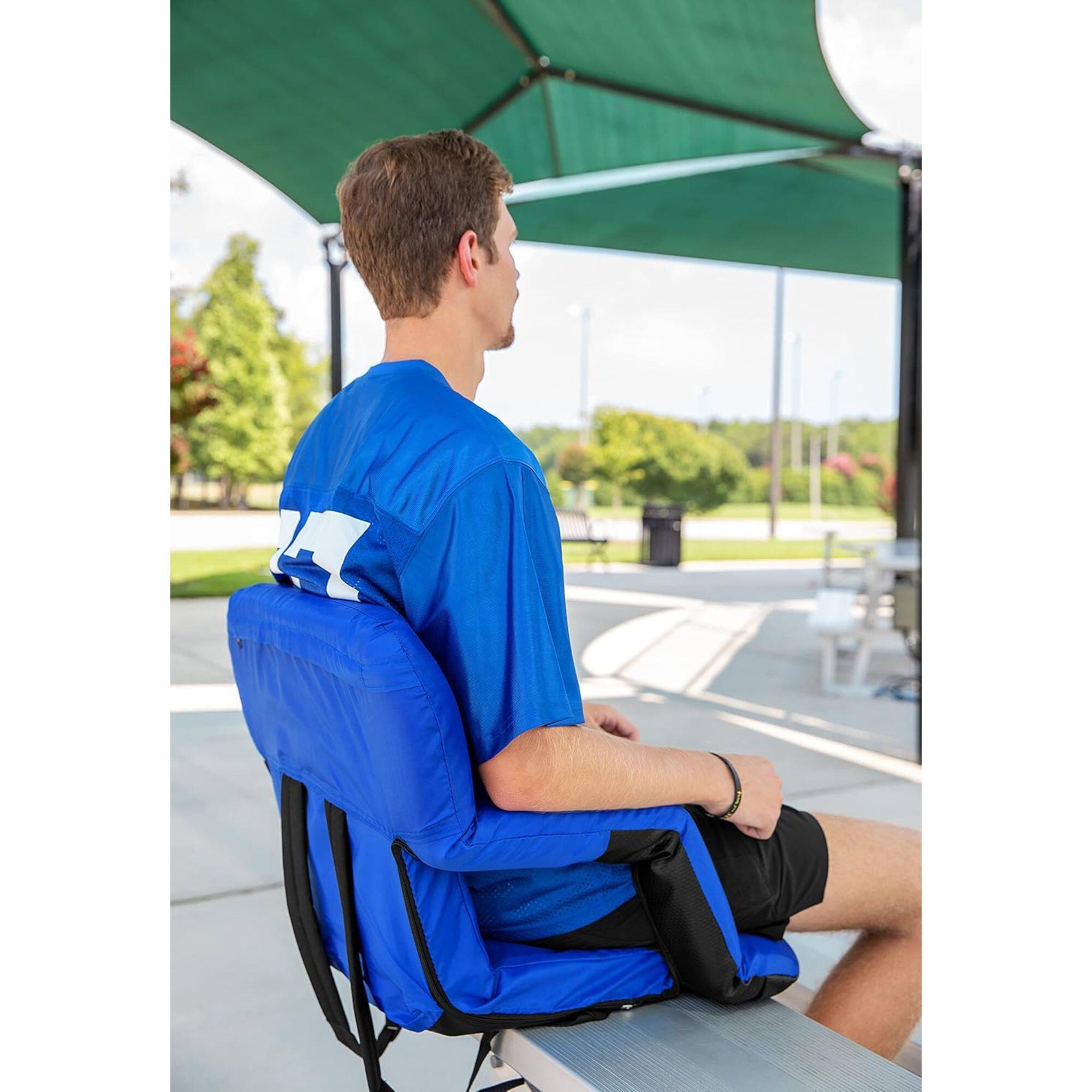 Alt View 10. Camco - Camco Portable Stadium Seat Foldable Padded Cushion Back Support, Armrests, Blue - Blue.