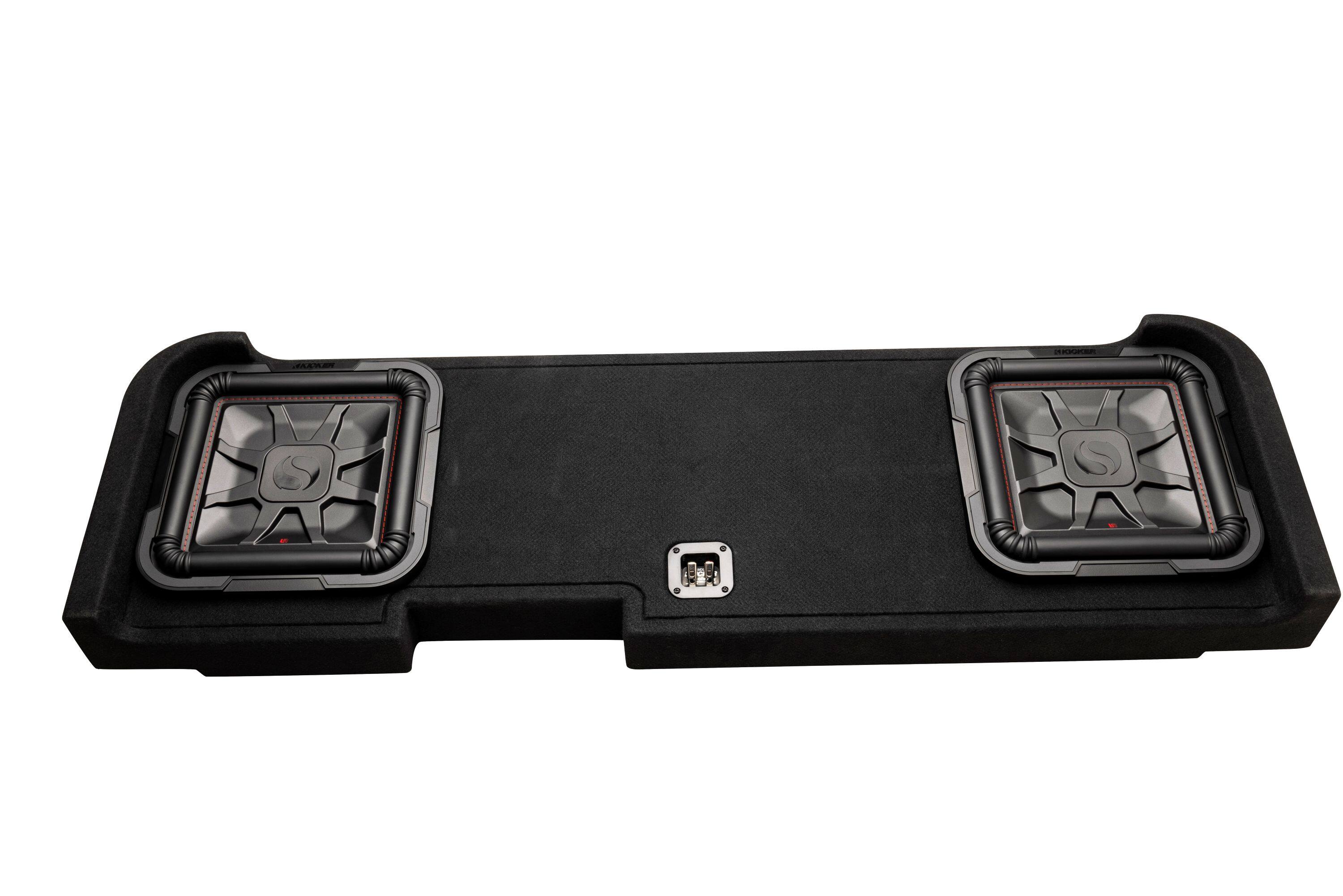 Alt View 4. KICKER - L7T Custom Fit Dual 10" 2-Ohm Down Firing Enclosure Subwoofer for Select Chevy Silverados/GMC Sierra Crew Cabs - Black.