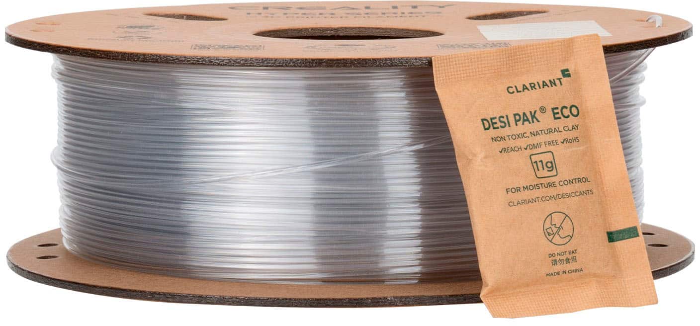 The text on the image reads: "CLARIANT ECO DESI PA NATURAL CLAY NON TOXIC, VROHS VDMF FREE VREACH 11g MOISTURE CONTROL FOR CLARIANT.COM/DESICCANTS CLARIANT NOT EAT DO IN CHINA MADE."