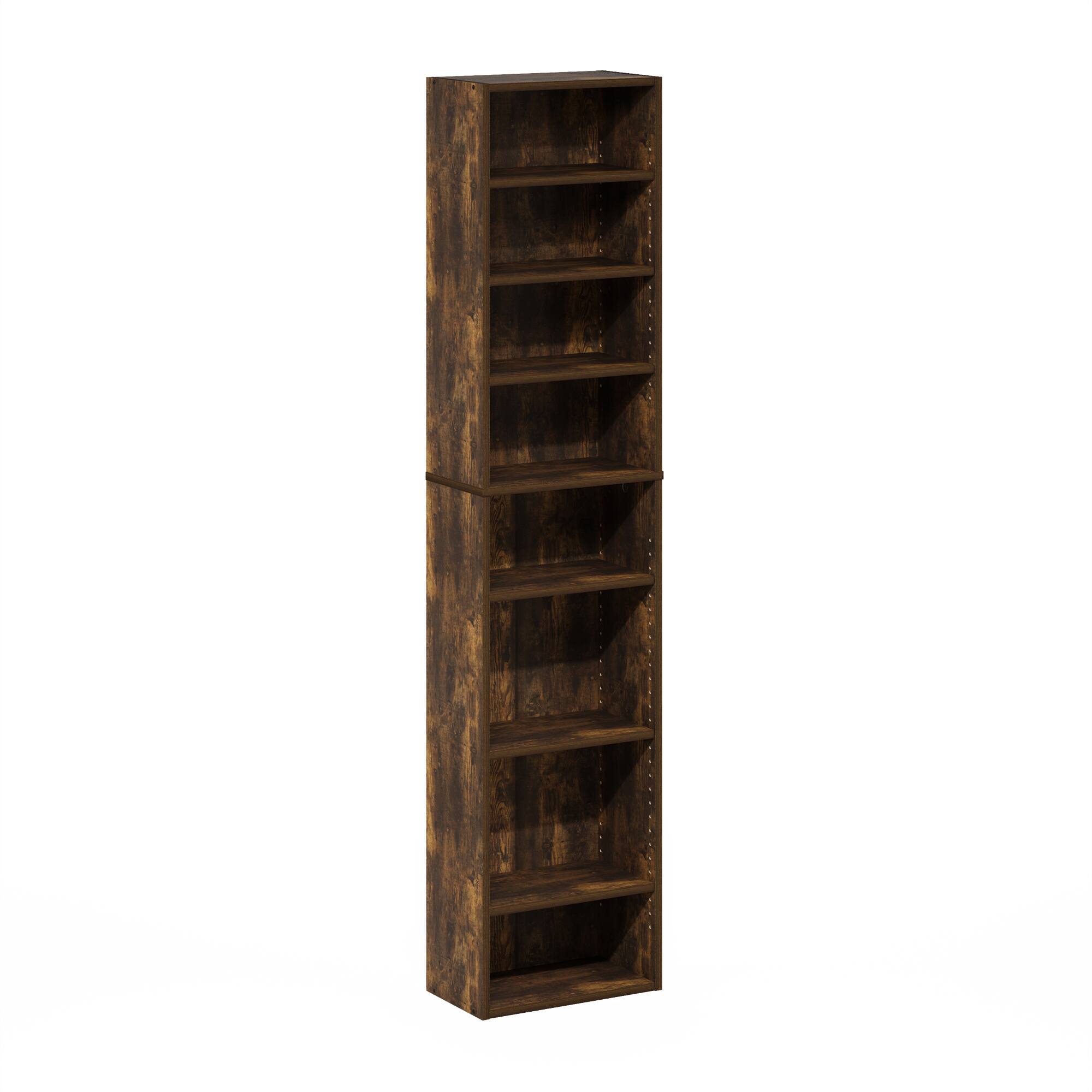 Furinno - Indo 8-Tier Adjustable Shelves Multimedia Media Storage Tower Rack - Amber Pine