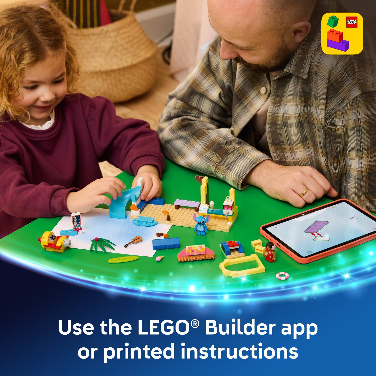 Use the LEGO® Builder app or printed instructions