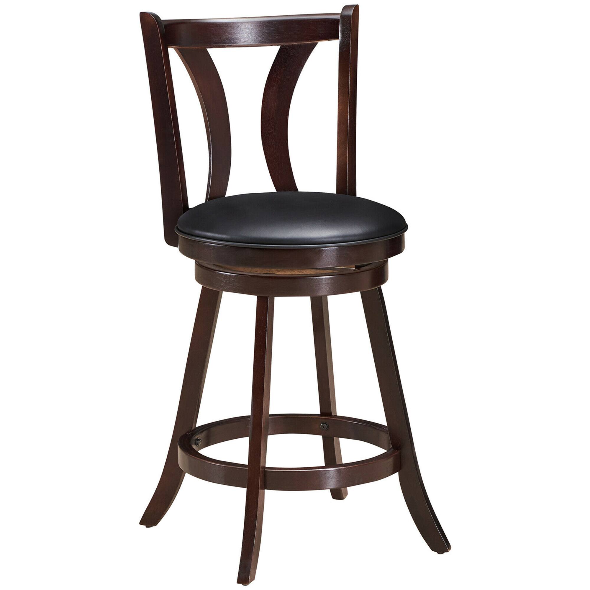 Alt View 4. Gymax - Gymax Set of 4 Swivel Bar stool 24'' Counter Height Leather Padded Dining Kitchen Chair - Brown.