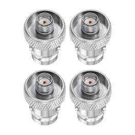 Unique Bargains - 4pcs SMA to BNC Coax Connector, SMA Female to BNC Female Jack 50 Ohm for Antennas/Signal/Ham Radio/Security Cam - Silver