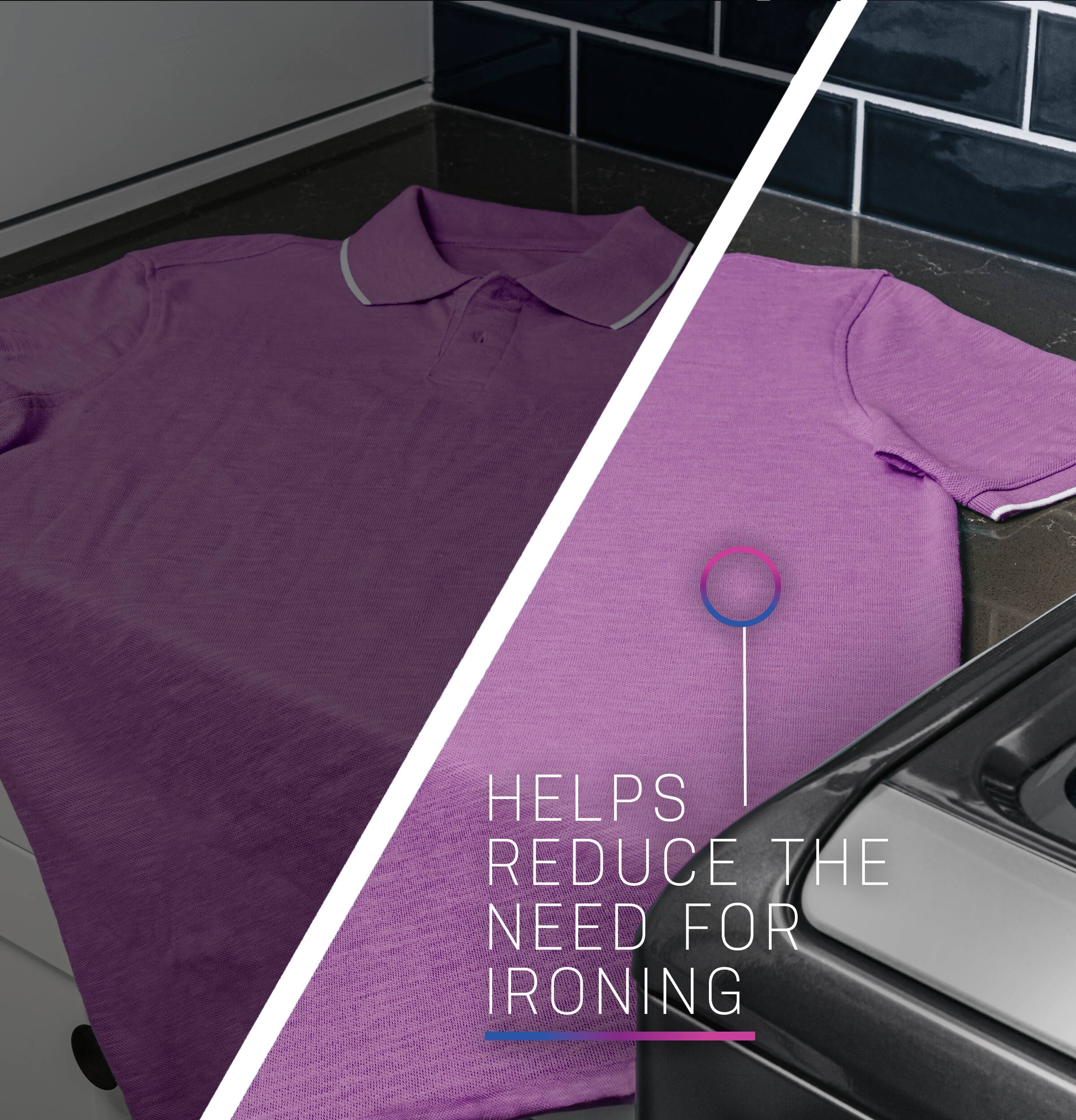 HELPS REDUCE THE NEED FOR IRONING