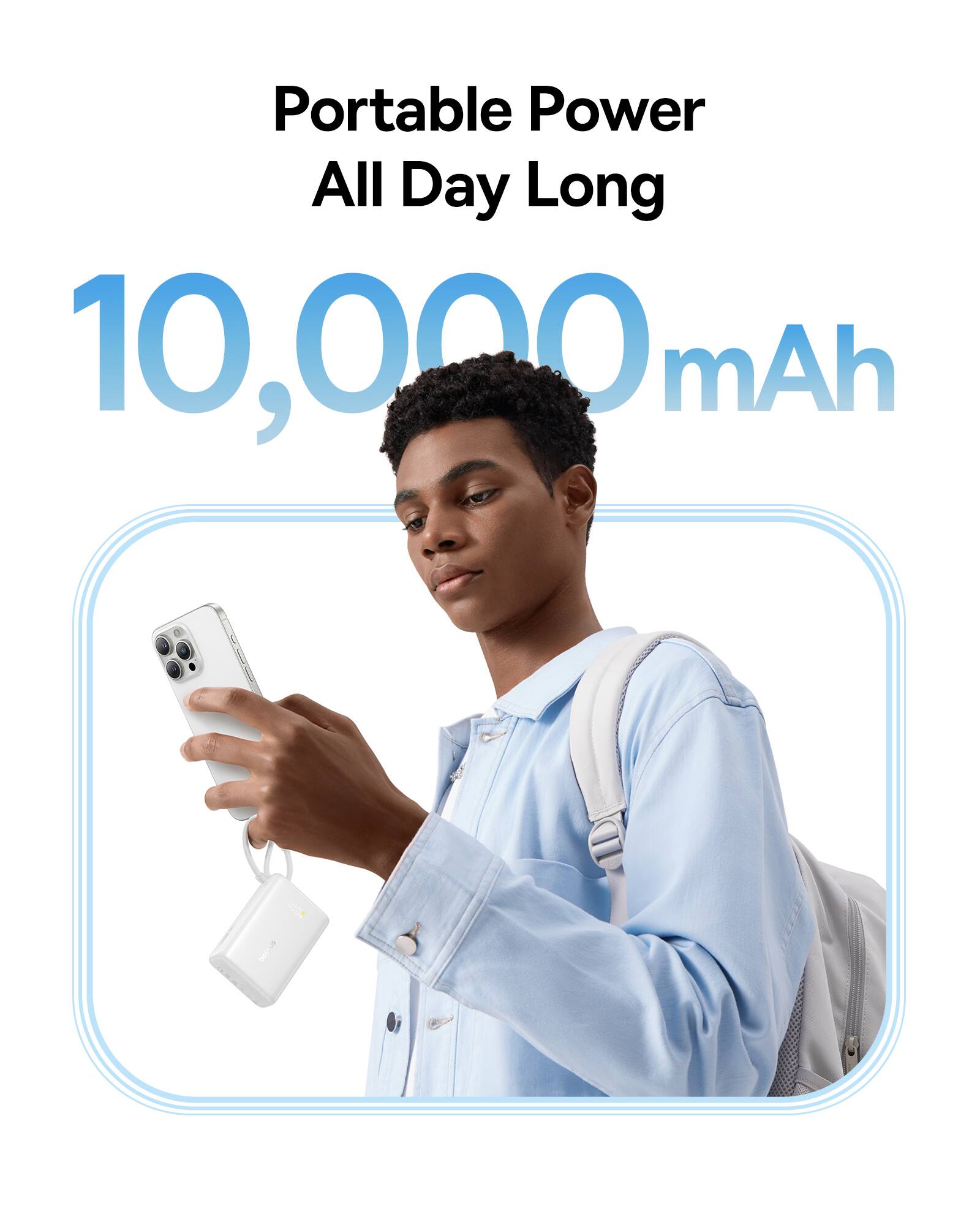 Portable Power All Day Long
10,000 mAh