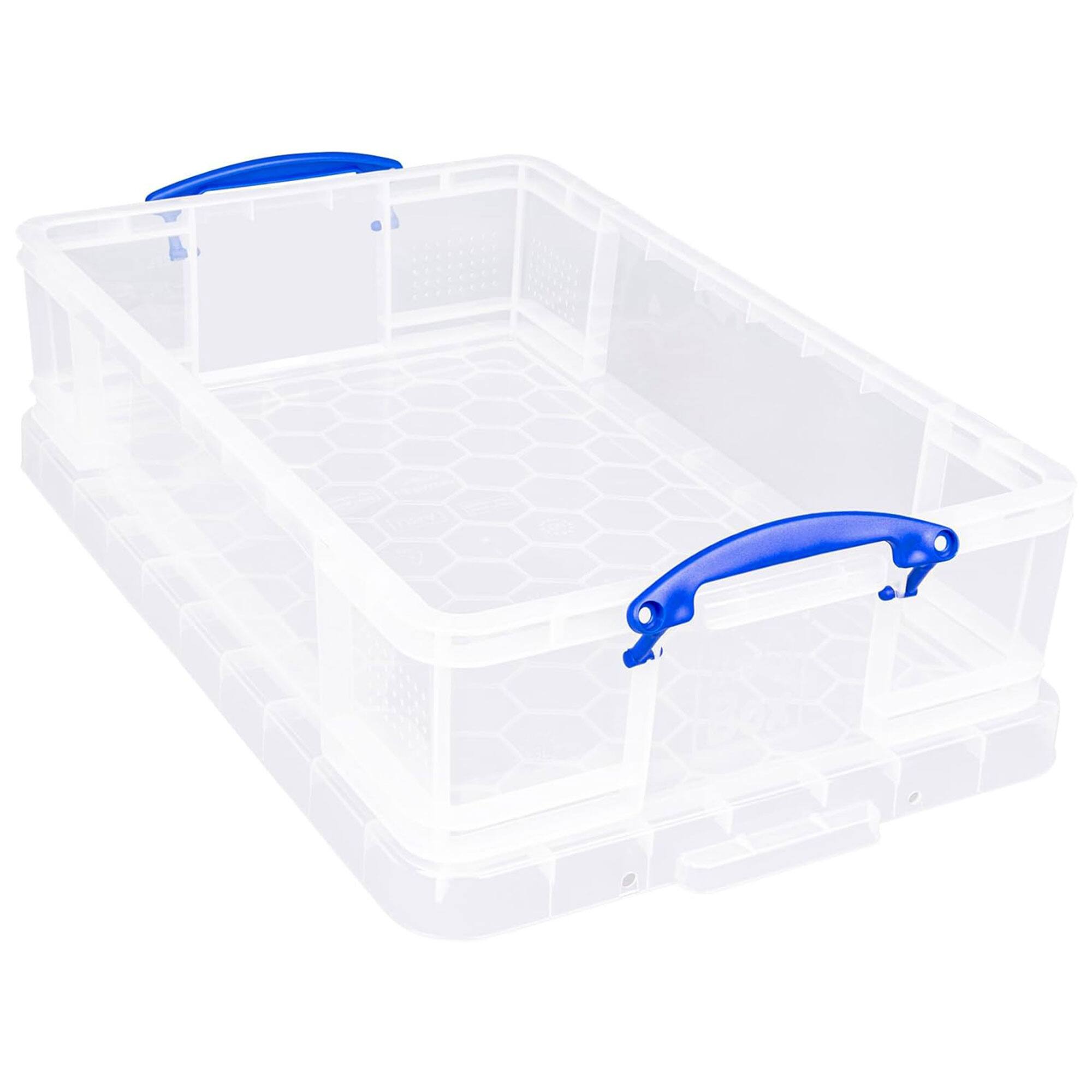 Alt View 5. Really Useful Box - Really Useful Box 33L Storage Container w/Snap Lid & Clip Lock Handle, 4 Pack - Clear.