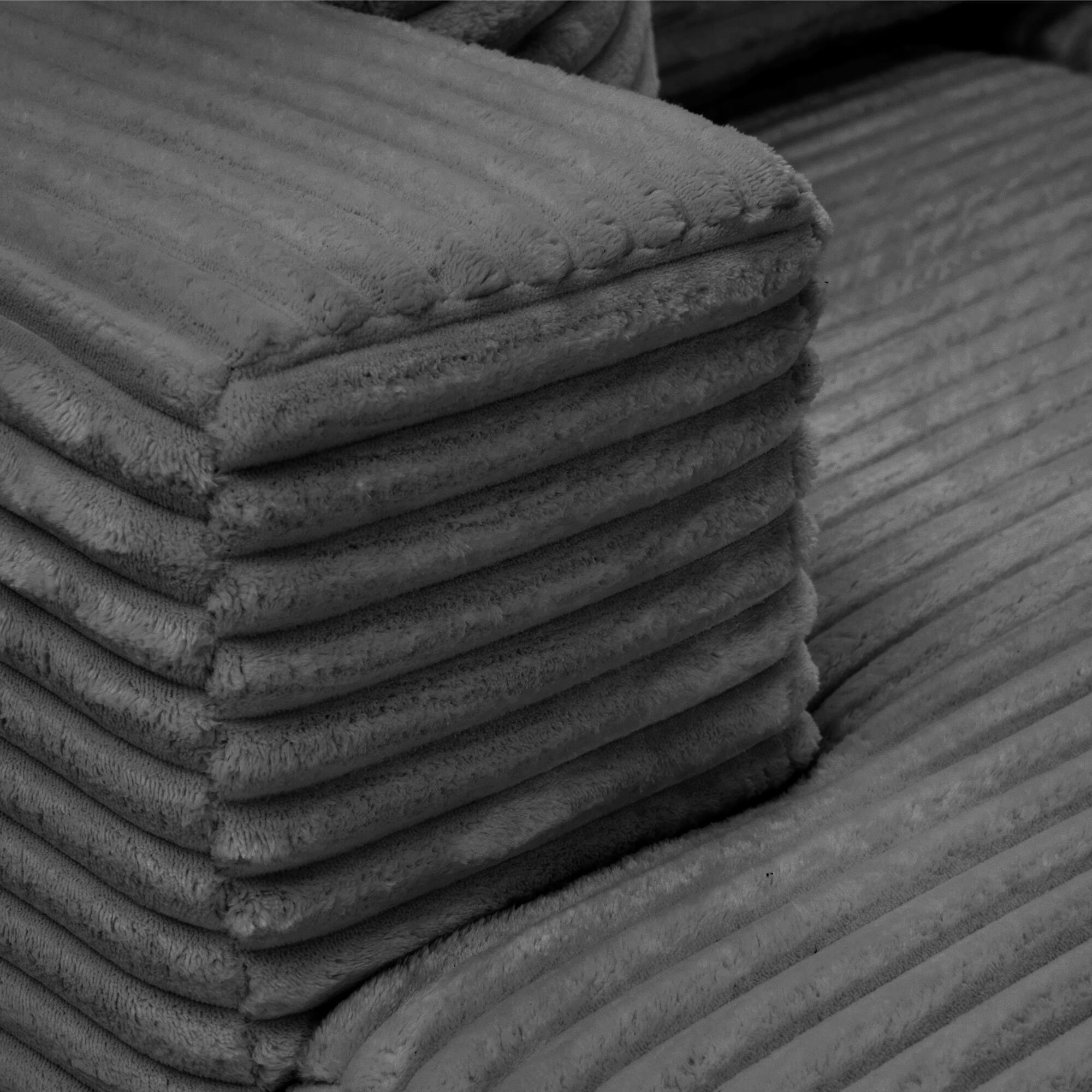 Alt View 3. PexFix - 104" Wide Ribbed Velvet L-Shaped Sectional Sofa, Modular Couch with Chaise and Comfort Foam - Gray.