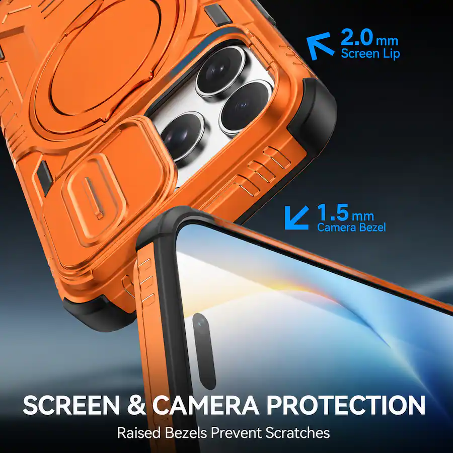 Torras Camera Lens Protector Dteck For Apple iPhone 18 Pro Rugged Case with Camera Sliding Lens ...
